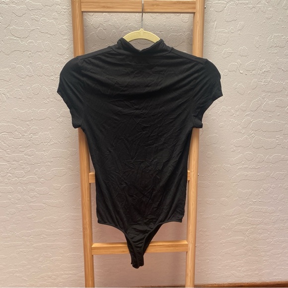 Enza Costa Mock Neck Front Zip Bodysuit - BLACK, small - Picture 5 of 7